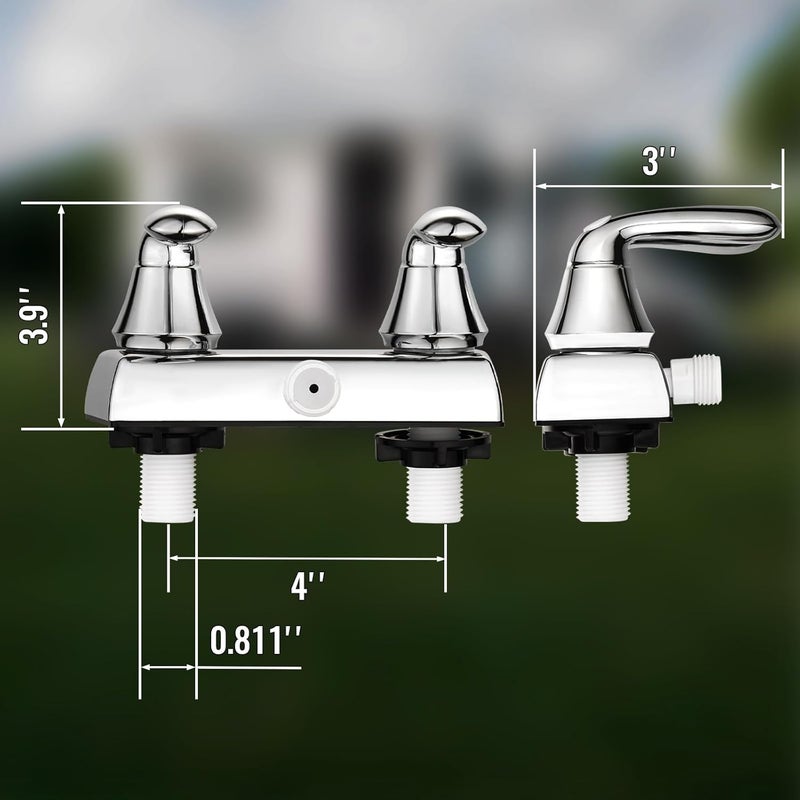 OasisFlow RV Shower Faucet 4" Camper Shower Faucet Replacement Valve Diverter with Hot/Cold Handles Compatible with Dura Faucet DF-SA100LH (Chrome Polished) - Image 4